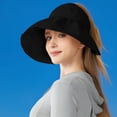 thumbnail image 2 of HONHUZH Summer Hats Womens Wide Brim Sun Hat Foldable Ponytail Hole Summer Beach Travel Cap, 2 of 7
