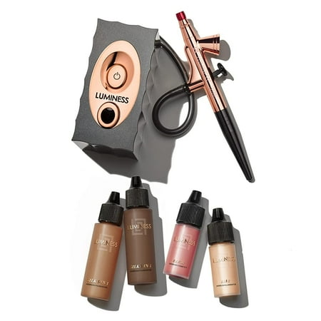 LUMINESS Icon Airbrush System with Starter Kit: Includes Silk 4-In-1 Foundation Highlighter and Blush