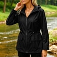 thumbnail image 3 of TEAJOPSUU Women's Zip Up Jackets with Flap Pockets Waterproof Collared Drawstring Waist Long Sleeve Jackets Outdoor Casual Hiking Daily Coats Black, 3 of 5