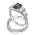 thumbnail image 3 of His Hers Sterling Silver Amethyst CZ Bridal Titanium Wedding Band Engagement Ring Set (10/11), 3 of 7