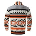thumbnail image 4 of SEMIMAY Men's Color-Block Printed Stripe Zip Cardigan Sweater Slim Fit Cable Knitted Lapel Sweater Jacket With Pockets, 4 of 8