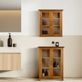 thumbnail image 3 of Teamson Home Armoire Murale de Rangement 2 Portes en Verre Étagères Placage de Bois Fini Chêne Huilé, 3 of 8