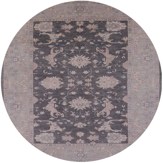Ahgly Company Machine Washable Indoor Round Industrial Modern Rosy Brown Pink Area Rugs, 5' Round