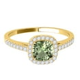thumbnail image 3 of Aonejewelry 1.10 Ct. Ttw Diamond and Cushion Shaped Green Amethyst Ring in 10K Yellow Gold, 3 of 4