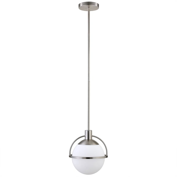 Evelyn&Zoe 9.38" Brushed Nickel Metal/Glass Pendant