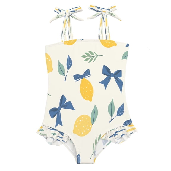 DIXRUYEE Swimsuit One Piece swimwear Lemon Bow of Pattern