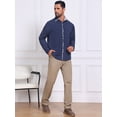 thumbnail image 2 of DARING DIVA Men's Contrast Trim Long Sleeve Button Down Formal Shirts XL Dark Blue, 2 of 7