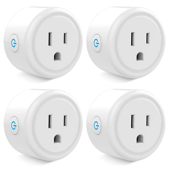 Wolfrail Mini Prise Intelligente, Prise Wi-Fi Compatible avec Google Home, Télécommande de Protection contre les Surtensions et Fonction de Minuterie, Certifié ETL FCC, 2.4g Wi-Fi Seulement, 10a 1200W, Lot de 4, Blanc