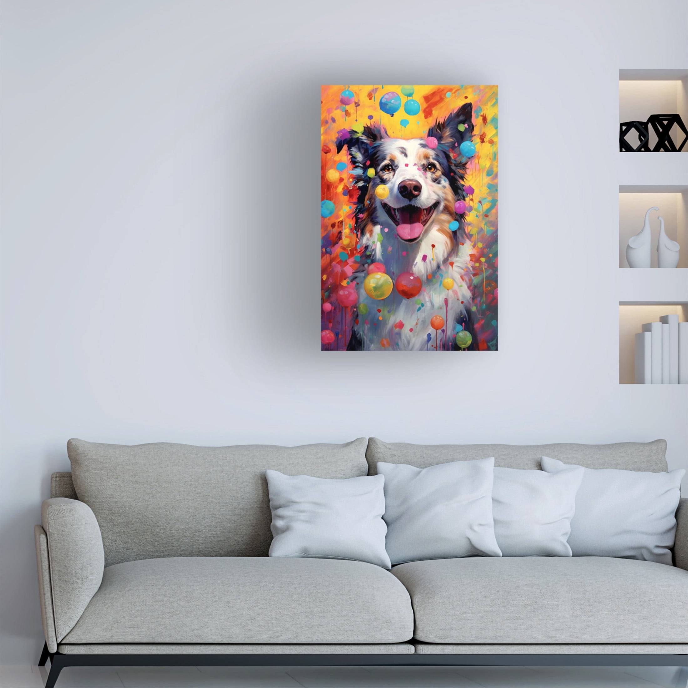 Canvas Wall Art - Ray Heere 'Happy Dog 10' Wall Art for Living Room, Bedroom, or Office Décor by Trademark Fine Art - 22 x 32 Inches