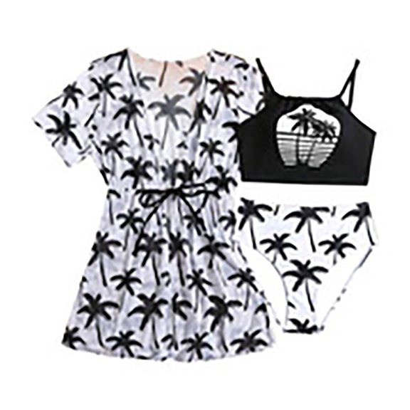 Girls Tankini Swimsuits 10/12 Cutout Bikini Set Spaghetti Strap Tankini for Girls 3-Piece Ruched Color Block Girl Bathing Suit