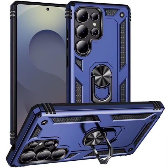 For Samsung s26 Ultra Ring Magnetic Kickstand Hybrid Case Cover - Blue