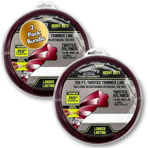 Heavy-Duty Master Line .155" Trimmer Line, 109ft | Red Twisted Polymer | Universal Eater String for Gas & Electric & Battery Models | Made in The (2 Pack)