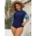 thumbnail image 6 of Alove Women's Plus Size Short Sleeve Swim Shirt Top Color Blocked UPF 50+ Rashguard, 6 of 6