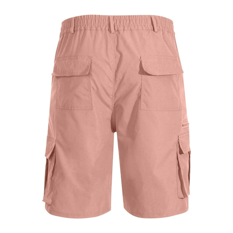 DPTALR George Men's Summer Cargo Shorts,Elastic Waist Knee Length