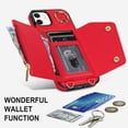 thumbnail image 5 of ShellTech Phone Case for iPhone 12/12 pro case with Strap Wallet for Women with Card Holder,Red, 5 of 10