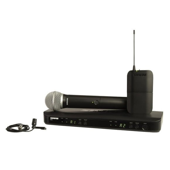 Shure BLX1288/CVL Sistema de micrófono inalámbrico: duración de la batería de 14 horas, alcance de 300 pies, UHF | Incluye micrófonos portátiles y de solapa, receptor de doble canal | Banda H9 (BLX128