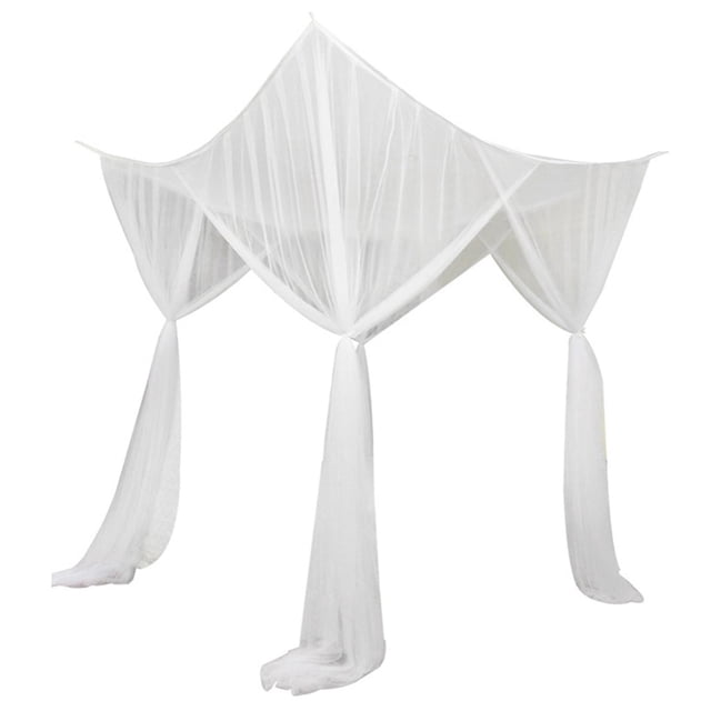 Dosel de cama con 4 postes esquineros, malla decorativa para dormitorio, tienda de campaña universal para colgar Blanco
