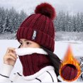 thumbnail image 3 of 2PCS Set Winter Women Ladies Wooly Thick Knit Hat And Scarf Set knitted Woollen, 3 of 5