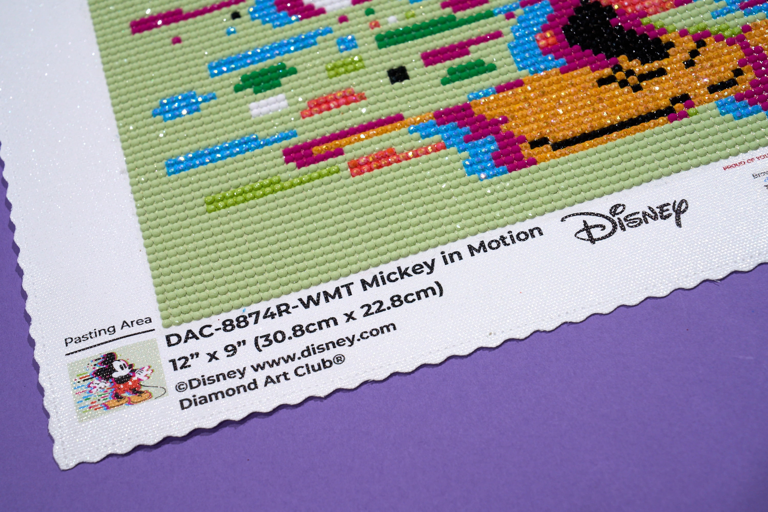 DIAMOND ART CLUB® Mickey in Motion Diamond Painting Kit, Fun DIY Crafts for Adults, Round Diamond Art Canvas, 12" x 9" (30.8 cm x 22.8 cm)