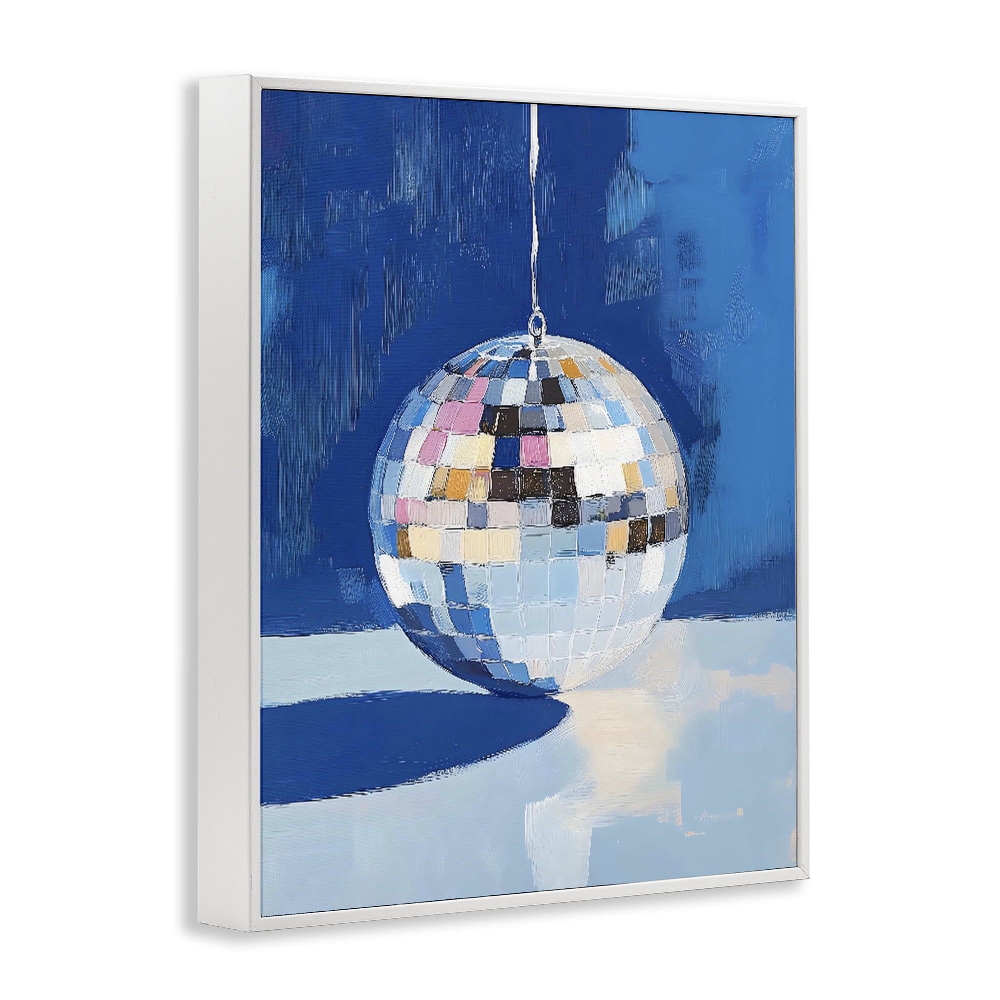 Stupell Industries Silver Dance Disco Ball White Framed Giclee Art, design by The Prints Vibe