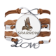 thumbnail image 1 of Gorriones,aves,animales,alimentos,insectos. Pulsera de cuero Negro trenzado pulsera de cuerda de amor Unbranded M, 1 of 3