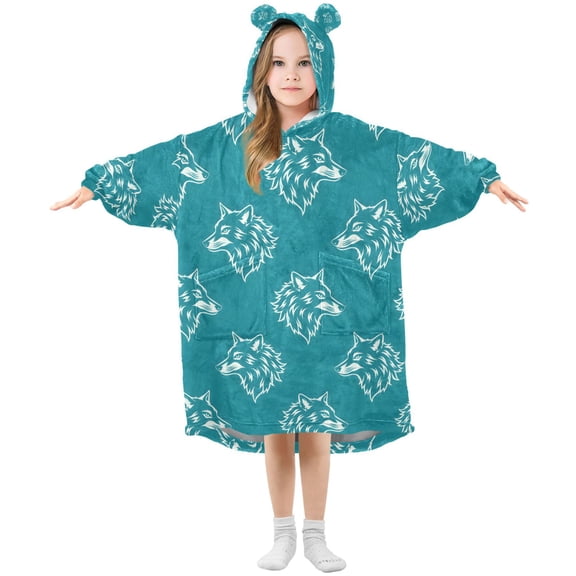 joogoo Wearable Blanket Wolf Artistic Hoodie for Oversized Sherpa Hooded 3-14 YR M