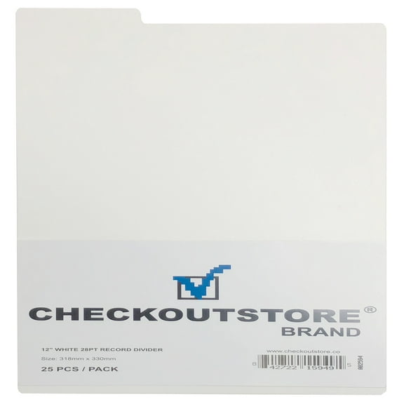 (100) CheckOutStore Premium Plastic Record Dividers to Organize Vinyl Records (White - (12 Inch))