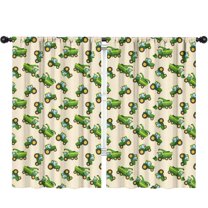 Blackout Kids Curtains,Cartoon Tractors Green Beige Pattern Childrens Insulated Curtains Set Of 2,Bedroom Essentials,Toddler Room Decor 52"x84"