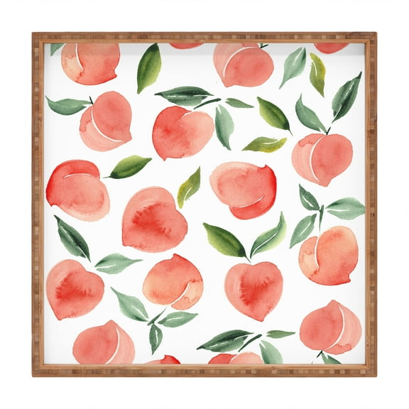 Society6 Summer Sun Home Art Peaches 1 Square Large Bamboo Tray