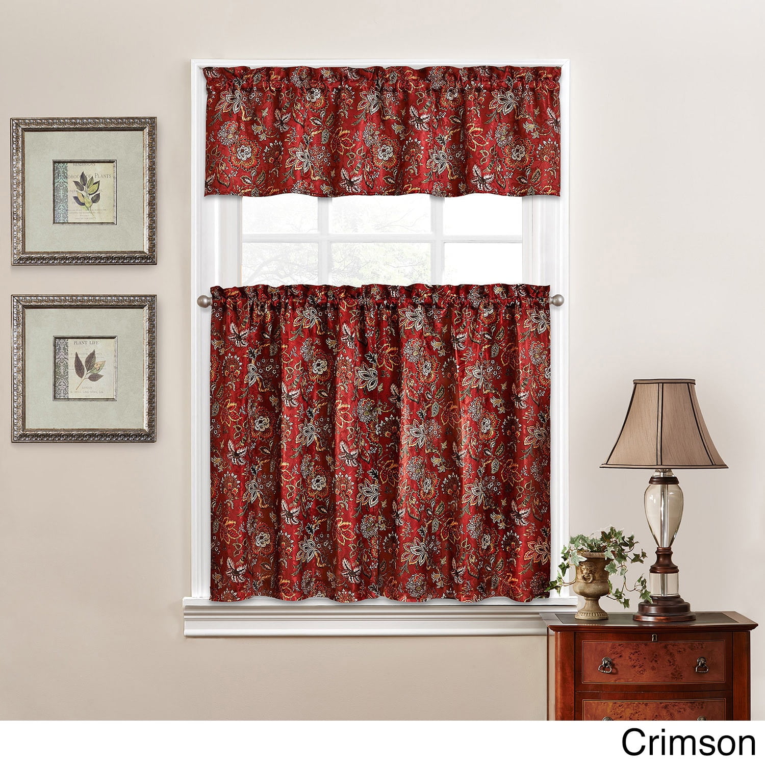 Waverly Traditional Floral Rod Pocket SemiSheer Kitchen Curtain, 52" x