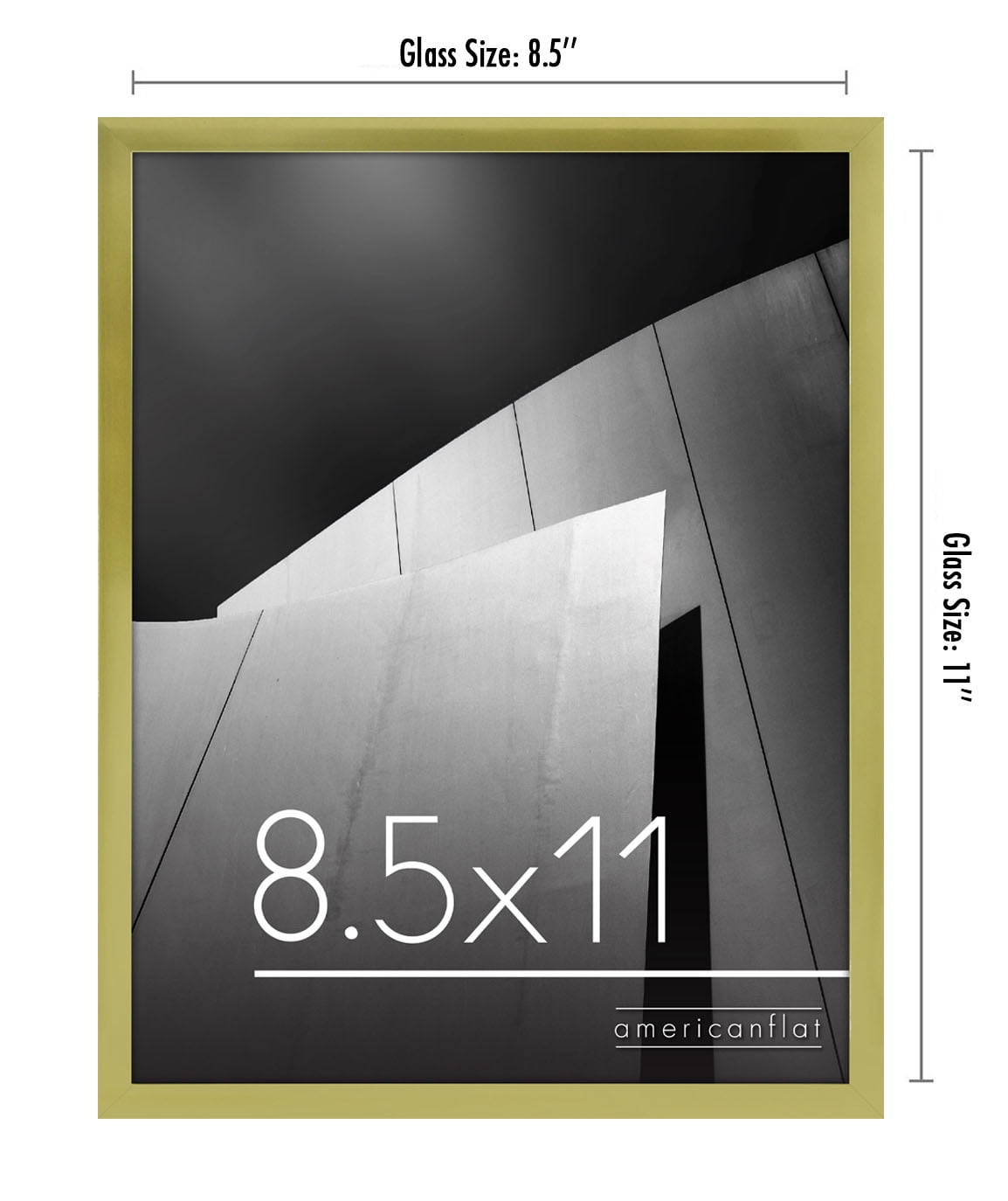 Americanflat 8.5x11 Picture Frame in Gold with Shatter Resistant Glass - Horizontal and Vertical Formats for Wall and Tabletop
