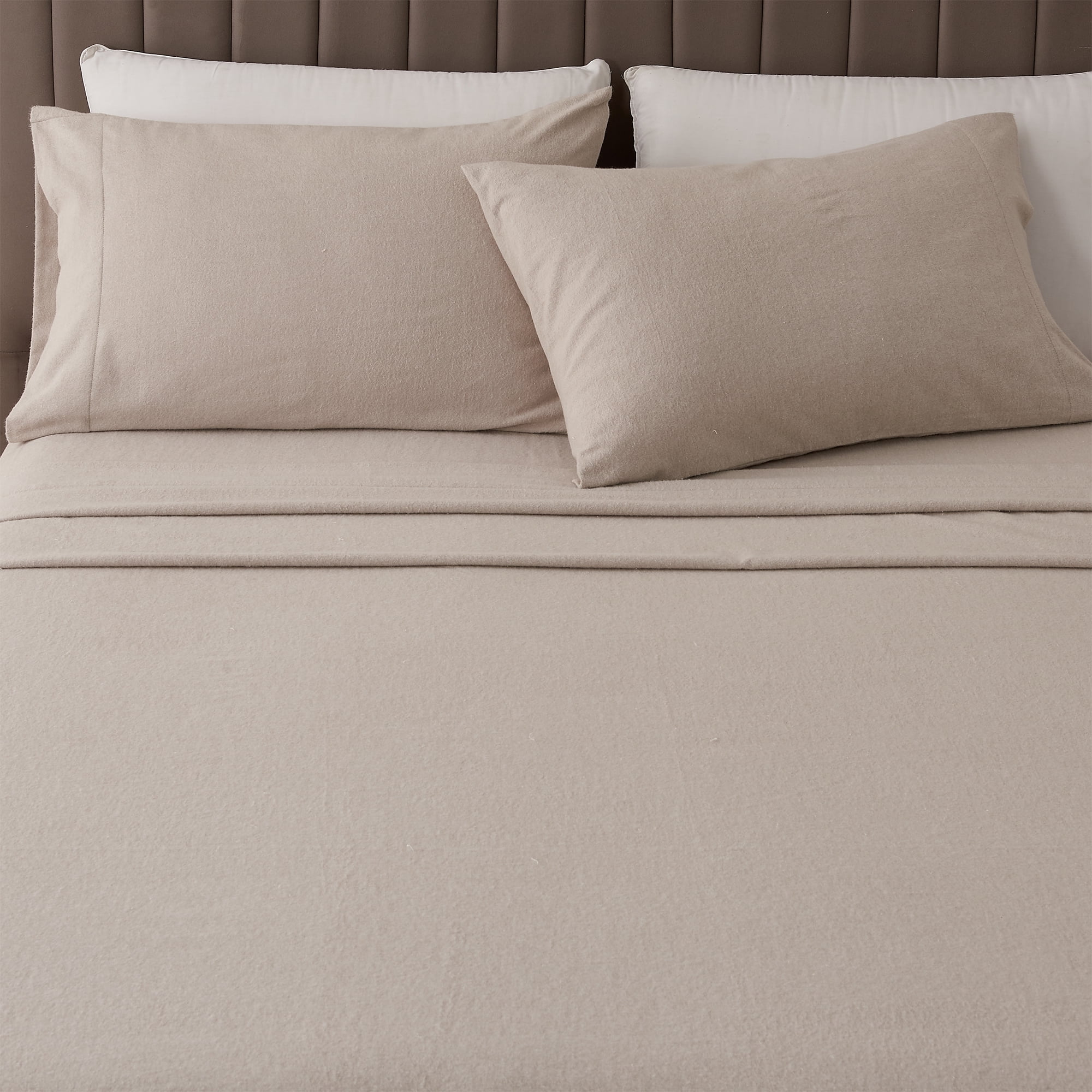 Great Bay Home Cotton Heathered Solid Flannel Sheet Set (California