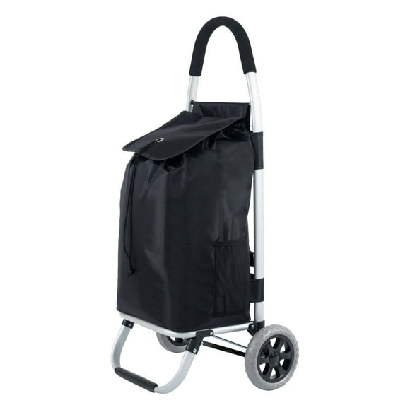 Mainstays 1-Compartment Deluxe Shopping Cart with Aluminum Frame, Trolleys, Folding Utility and Foldable Grocery Shopping Cart with Polyester Bag