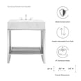 thumbnail image 2 of Pemberly Row 30" Stainless Steel Bathroom Vanity in White/Silver, 2 of 9