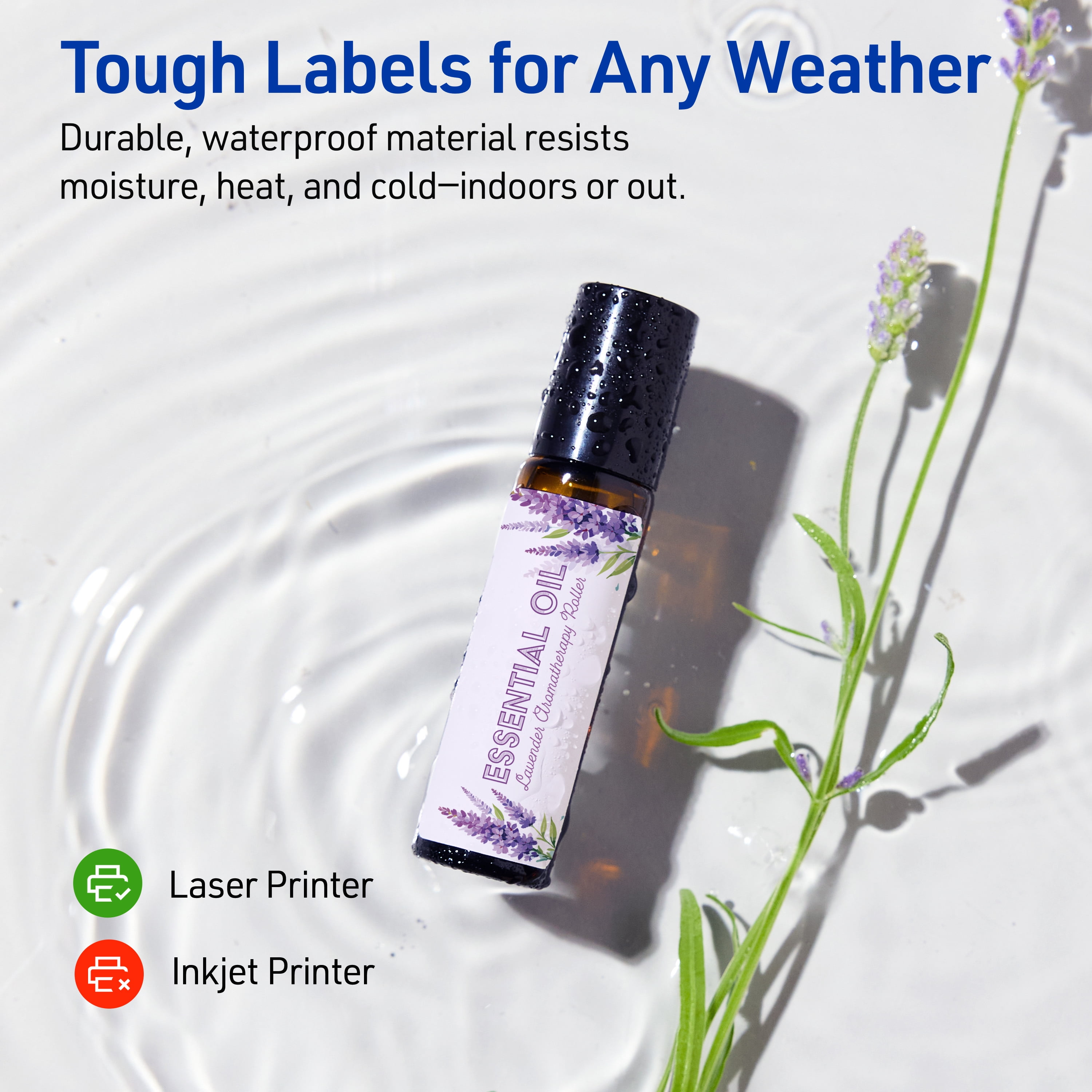 Avery Waterproof Rectangle Labels, 0.5" x 1.75", 3000 Total
