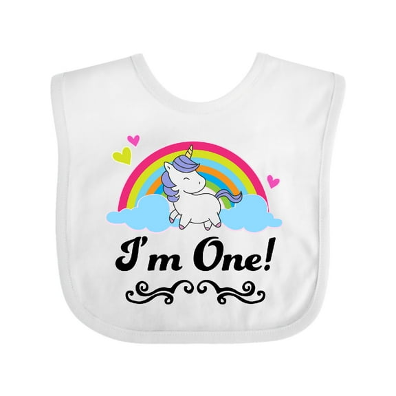Inktastic 1st Birthday Unicorn Rainbow 1 Year Old Party Girls Baby Bib