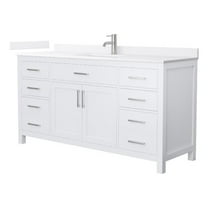 Beckett 66" White Single Vanity & White Quartz Top (1-Hole) & Nickel Trim