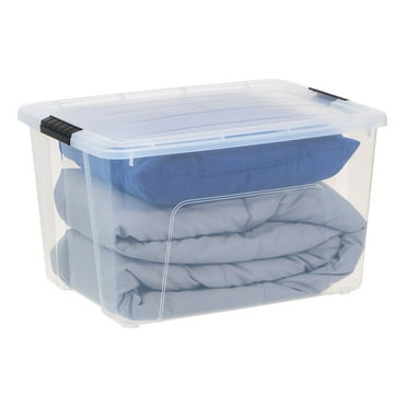 IRIS 60 Qt. Plastic Storage Bin with Lid, Stackable Storage Containers, Tote