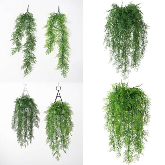 RotHome Artificial Hanging Ferns, UV Resistant Faux Plastic Greenery Plants for Wall, Indoor Outdoor Garden Porch Decor, 1 Pack Large Hanging Vines