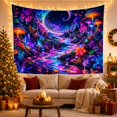 thumbnail image 3 of Crescent Moon Over Glowing Mushroom River Forest, Mystical Psychedelic for Mushroom Lovers, Forest Wall Art, Housewarming Gift, Tapestry Wall Hanging for Bedroom and Dorm, 3 of 7