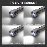 CORE 2000 Lumen Flashlight with Focusing Head, 4 Light Modes, IPX4