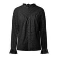 thumbnail image 5 of Towmus Women's Dressy Casual Blouse Tops Fall Spring Puff Long Sleeve Button V Neck Hollow Out Lace Embroidered Shirts, 5 of 7
