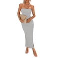 thumbnail image 1 of Vestido PRETTYGARDEN Bodycon Maxi Tubo Strapless con Abertura Talla Grande, 1 of 5