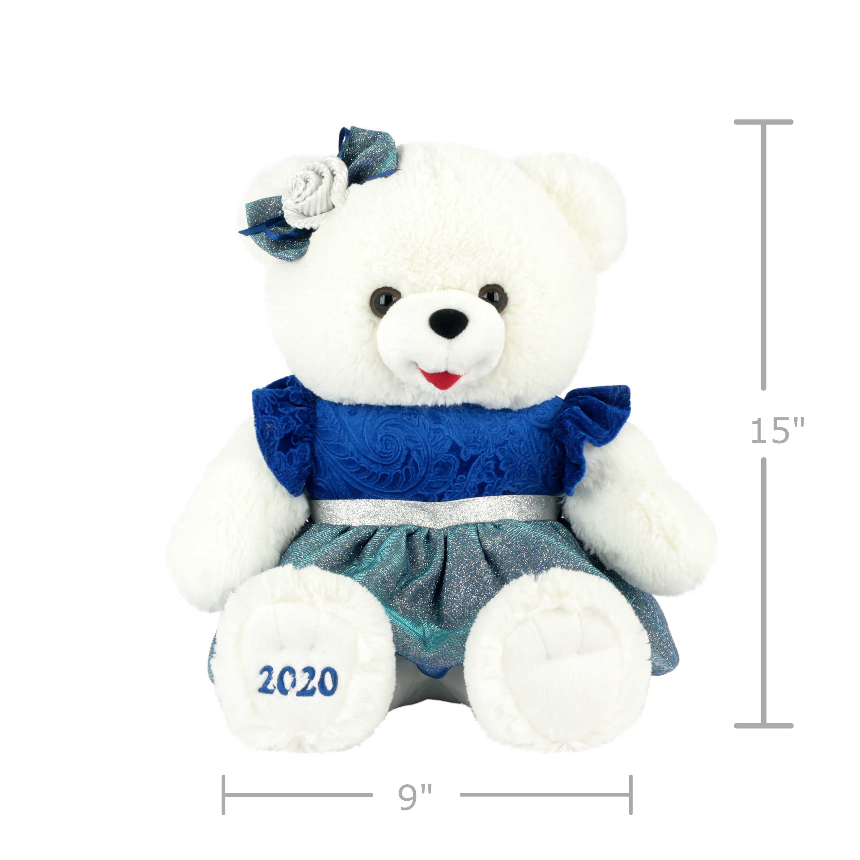 WHITE BEAR TEAL SCARF *13 INCH HOLIDAY TIME LITTLE SNOWFLAKE TEDDY *2019 