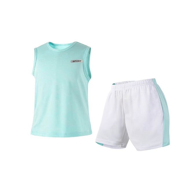 Odeerbi 4-13 Años Niños Niñas Verano Deportes Conjuntos Rápido Secado Algodón Camisetas Pantalones Cortos Conjunto de Dos Piezas Athletic Top Cintura Elástica Pantalones Cortos