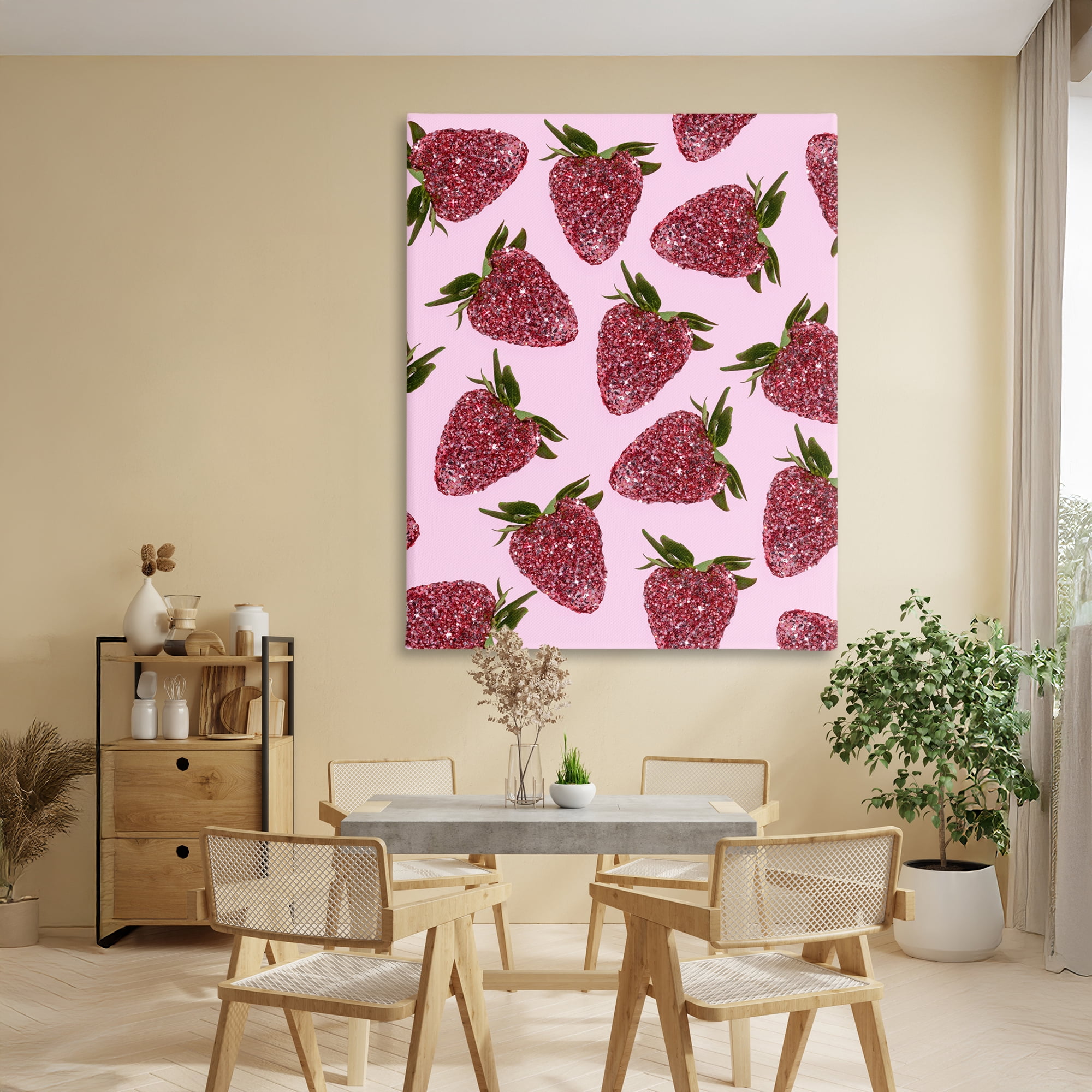 Stupell Industries Glimmer Strawberry Pattern Canvas Wall Art, design by LISH Creative