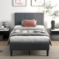 thumbnail image 5 of Costway Twin Size Upholstered Bed Frame Platform Bed with Button Tufted Headboard Mattress Foundation Grey, 5 of 10