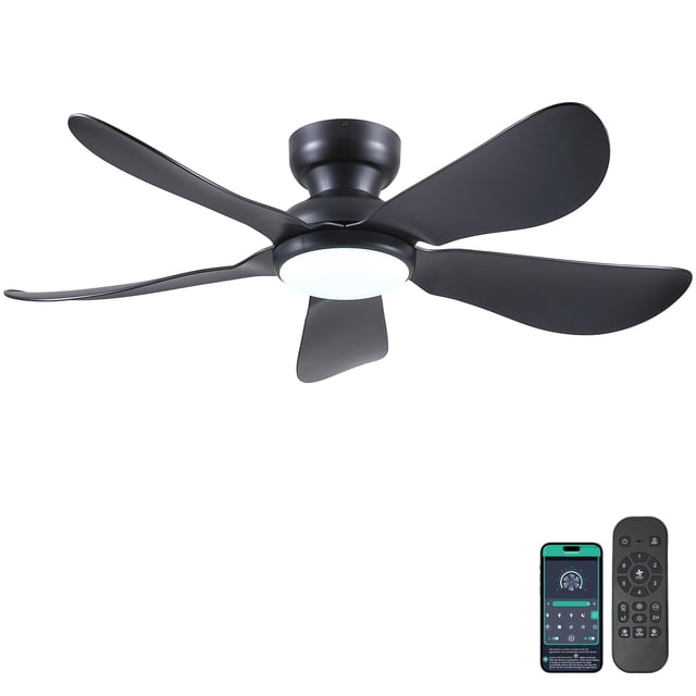 Ventilador de techo Kviflon de 46 pulgadas con luz y control remoto negro