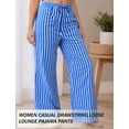 thumbnail image 4 of FEOYA Striped Wide Leg Lounge Pants for Women Drawstring Pj Pants Ladies Casual Pajama Bottoms Low Rise Drawstring Loose Sleepwear With Pockets M, 4 of 7