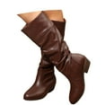 thumbnail image 3 of Wovix Women's Knee High Boots Tall Slouch Boots with Inside Zipper Mid-Calf Boots Dress Wear Durable Trendy Daily Shoes Brown 36, 3 of 7